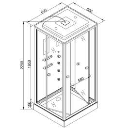 Душевая кабина DTO 80x80 V8015 стекло прозрачное, профиль хром