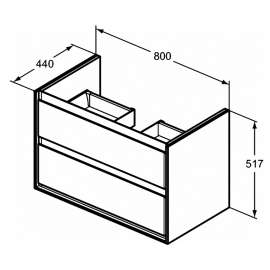 Тумба c раковиной подвесная  80 см Ideal Standard CONNECT AIR ЧЕРНЫЙ МАТОВЫЙ+ДЕРЕВО  R0474NE