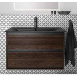 Тумба c раковиной подвесная  80 см Ideal Standard CONNECT AIR ЧЕРНЫЙ МАТОВЫЙ+ДЕРЕВО  R0474NE