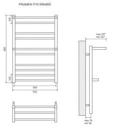 Полотенцесушитель водяной Lemark Pramen LM33810 П10 500x800