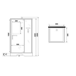 Душевая кабина Niagara Standart ST80/15Q/BK 80х80х200 квадрат, поддон 15см,распашная,проф.белый, без крыши
