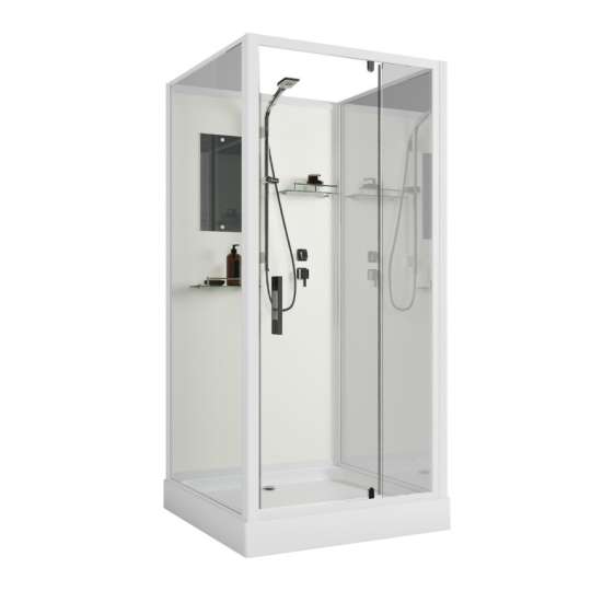 Душевая кабина Niagara Standart ST100/15Q/BK 100х100х200 квадрат, поддон 15см,распашная,проф.белый,без крыши