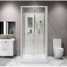 Душевая кабина Niagara Standart ST90/15Q/BK 90х90х200 квадрат, поддон 15см,распашная,проф.белый,без крыши