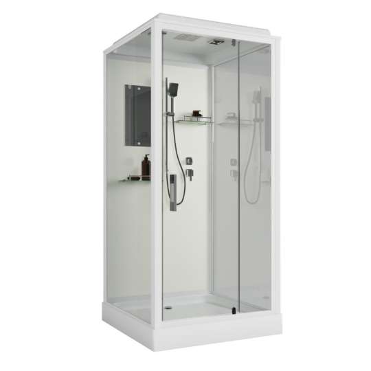 Душевая кабина Niagara Standart ST100/15Q 100х100х200 квадрат, поддон 15см,распашная,проф.белый,с крышей