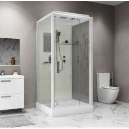 Душевая кабина Niagara Standart ST100/15Q 100х100х200 квадрат, поддон 15см,распашная,проф.белый,с крышей