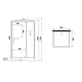 Душевая кабина Niagara Standart ST90/15Q 90х90х200 квадрат, поддон 15см,распашная,проф.белый, с крышей
