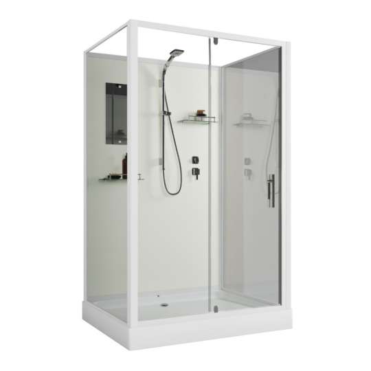 Душевая кабина Niagara Standart ST120/90/15Q/BK 120х90х200 прямоугольник,поддон 15см,распашная,проф.белый,без крыши