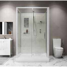 Душевая кабина Niagara Standart ST100/80/15Q/BK 100х80х200 прямоугольник,поддон 15см,распашная,проф.белый,без крыши