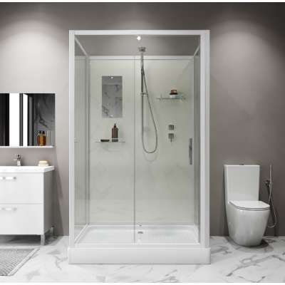 Душевая кабина Niagara Standart ST120/90/15Q/BK 120х90х200 прямоугольник,поддон 15см,распашная,проф.белый,без крыши