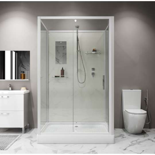 Душевая кабина Niagara Standart ST120/90/15Q/BK 120х90х200 прямоугольник,поддон 15см,распашная,проф.белый,без крыши