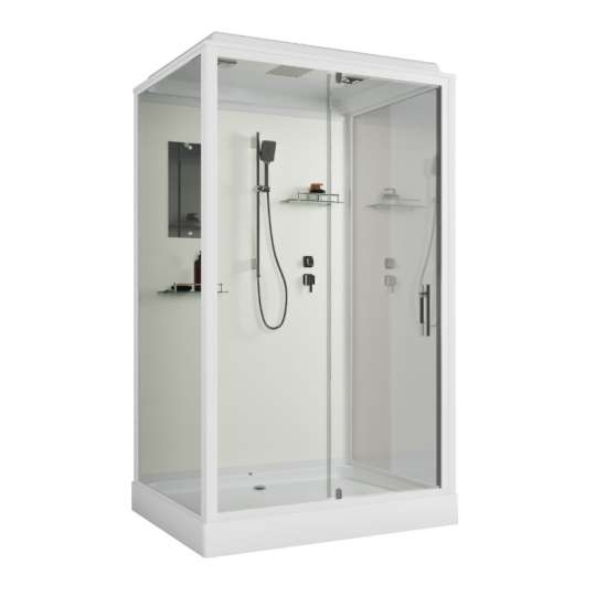 Душевая кабина Niagara Standart ST120/90/15Q 120х90х200 прямоугольник,поддон 15см,распашная,проф.белый,с крышей