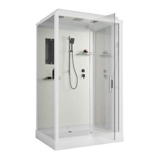 Душевая кабина Niagara Standart ST100/80/15Q 100х80х200 прямоугольник,поддон 15см,распашная,проф.белый,с крышей