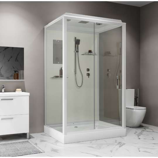 Душевая кабина Niagara Standart ST100/80/15Q 100х80х200 прямоугольник,поддон 15см,распашная,проф.белый,с крышей