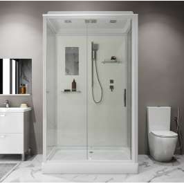 Душевая кабина Niagara Standart ST100/80/15Q 100х80х200 прямоугольник,поддон 15см,распашная,проф.белый,с крышей