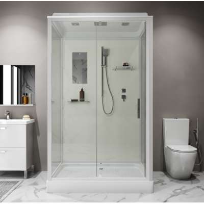 Душевая кабина Niagara Standart ST100/80/15Q 100х80х200 прямоугольник,поддон 15см,распашная,проф.белый,с крышей