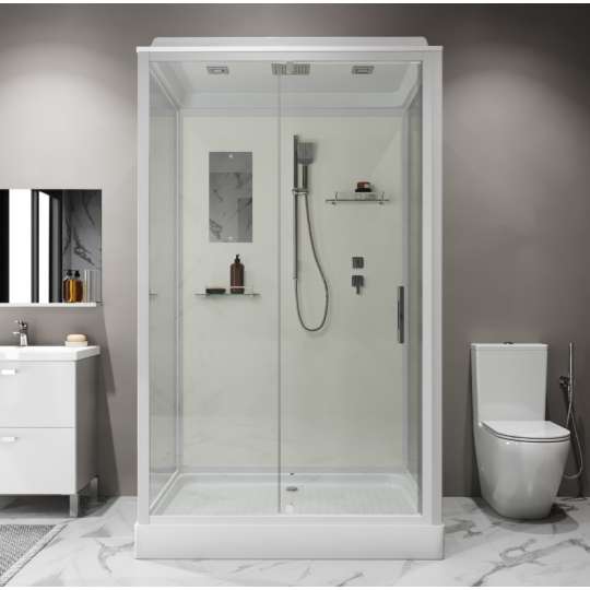 Душевая кабина Niagara Standart ST100/80/15Q 100х80х200 прямоугольник,поддон 15см,распашная,проф.белый,с крышей