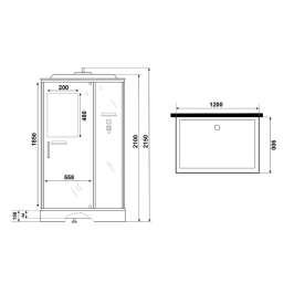 Душевая кабина Niagara Standart ST120/90/15Q 120х90х200 прямоугольник,поддон 15см,распашная,проф.белый,с крышей