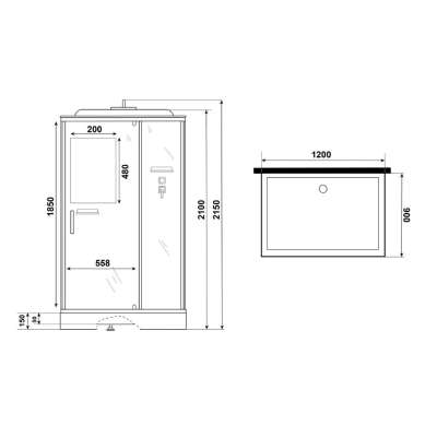 Душевая кабина Niagara Standart ST120/90/15Q 120х90х200 прямоугольник,поддон 15см,распашная,проф.белый,с крышей