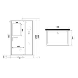Душевая кабина Niagara Standart ST120/90/15Q/BK 120х90х200 прямоугольник,поддон 15см,распашная,проф.белый,без крыши
