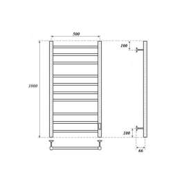 Полотенцесушитель 500x1000 электрический Point Аврора PN10850 П10 диммер справа, хром