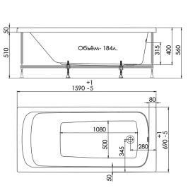 Акриловая ванна Triton Gamma 150x70