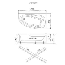 Акриловая ванна Triton Мадрид 170x95 левая