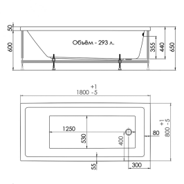 Акриловая ванна Triton Палермо 180x80