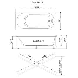 Акриловая ванна Triton Токио 180x75