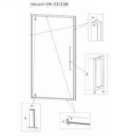 Душевая дверь Veconi Vianno VN-33, 700х1950, хром, стекло прозрачное
