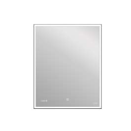 Зеркало для ванной LED 011 design 100x80 с подсветкой часы металл. рамка прямоугольное