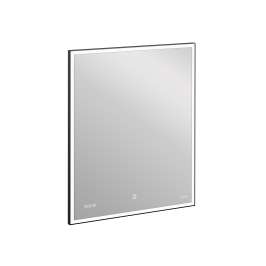 Зеркало для ванной LED 011 design 100x80 с подсветкой часы металл. рамка прямоугольное