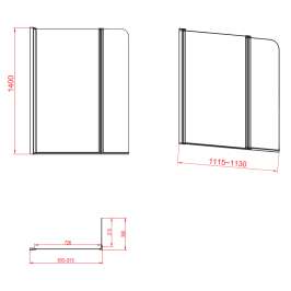 Экран для ванн EASY 140x115 двойной прозрачный