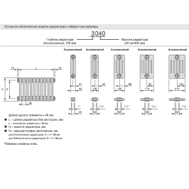 Радиатор трубчатый Zehnder Charleston Retrofit 3057, 22 сек.1/2 ниж.подк. RAL9016 (кроншт.в компл)