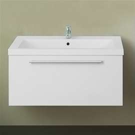 Тумба под раковину подвесная 1MarKa Соната 75П с 1 ящиком, белый глянец