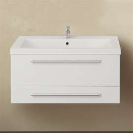 Тумба под раковину подвесная 1MarKa Соната 75П с 2 ящиками, белый глянец