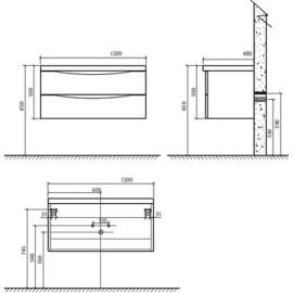 Тумба под раковину подвесная BelBagno Ancona-N 1200 2C SO BL bianco lucido подвесная