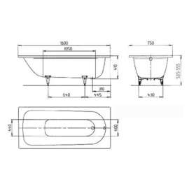 Стальная ванна Kaldewei Advantage Saniform Plus 372-1 160х75 с ножками