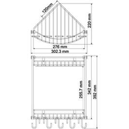 Полка Wasserkraft K-1222 2-ярусная, с крючками