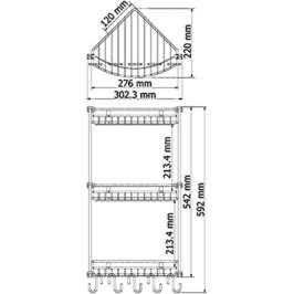 Полка Wasserkraft K-1233 3-ярусная, с крючками