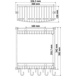 Полка Wasserkraft K-1422 2-ярусная, с крючками