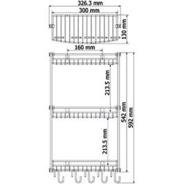 Полка Wasserkraft K-1433 3-ярусная, с крючками