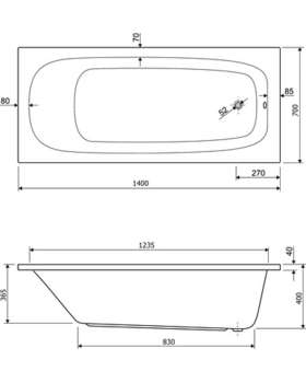 Акриловая ванна Cezares Eco 140x70