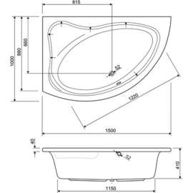 Акриловая ванна Cezares Tebe 150x100 L