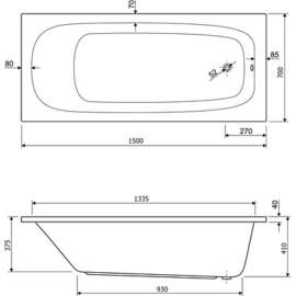 Акриловая ванна Cezares Eco 150x70