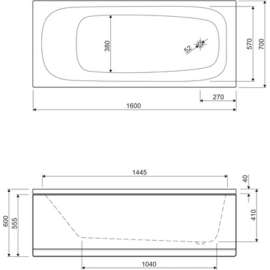 Акриловая ванна Cezares Eco 160x70
