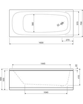 Акриловая ванна Cezares Eco 160x70