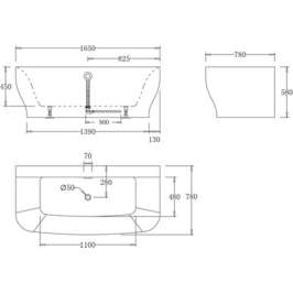 Акриловая ванна BelBagno BB74-1650 165x78