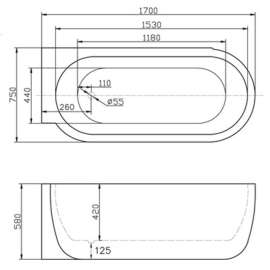 Акриловая ванна BelBagno 170x75 BB11-1700-L