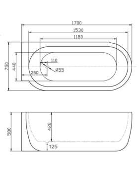 Акриловая ванна BelBagno 170x75 BB11-1700-R