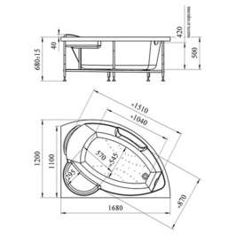 Акриловая ванна Радомир Vannesa Алари 168x120 L